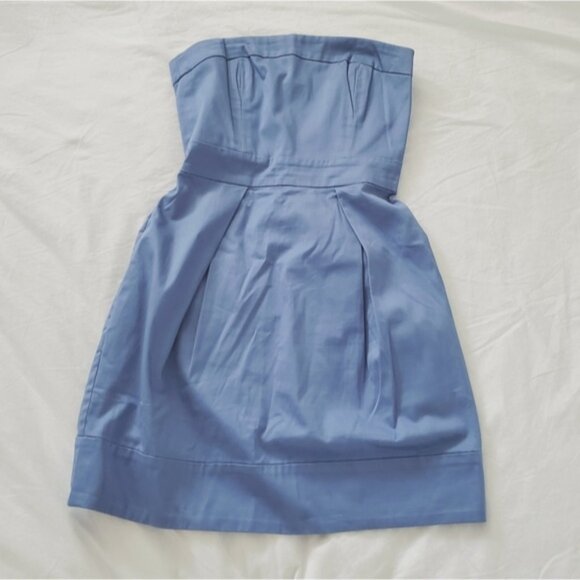 FRENCH CONNECTION- Cerulean Frost Blue Tiffany Strapless Pleated Pocket … - Picture 3 of 10